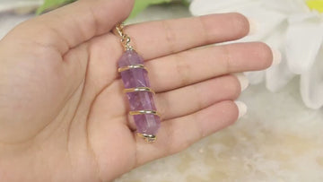 Amethyst Wrapped Necklace, Gold and Silver Plated Wrapped, Healing and Protection, Real Crystal Jewelry, Ethically Sourced