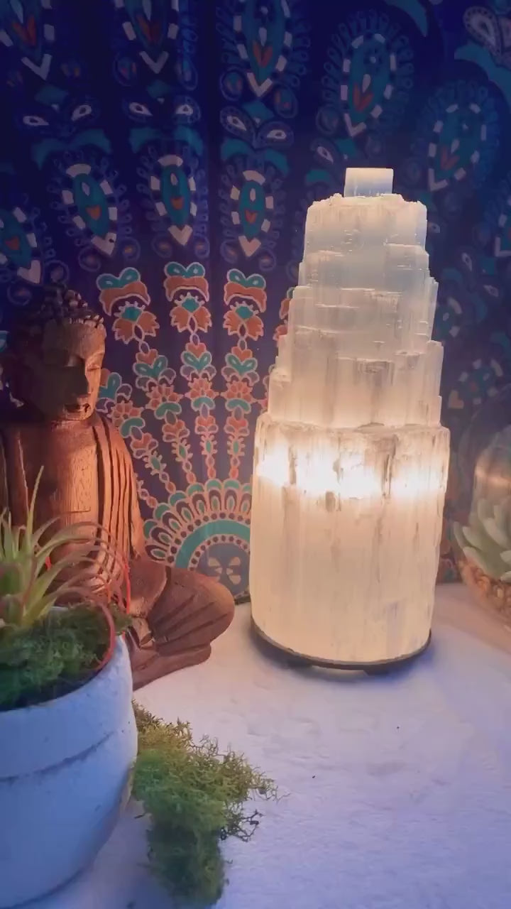 Natural Selenite Crystal Lamp from Morocco