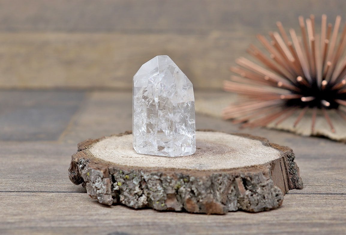 Fire and Ice Cracked Quartz Healing Crystal Point, Great for Visual Meditation