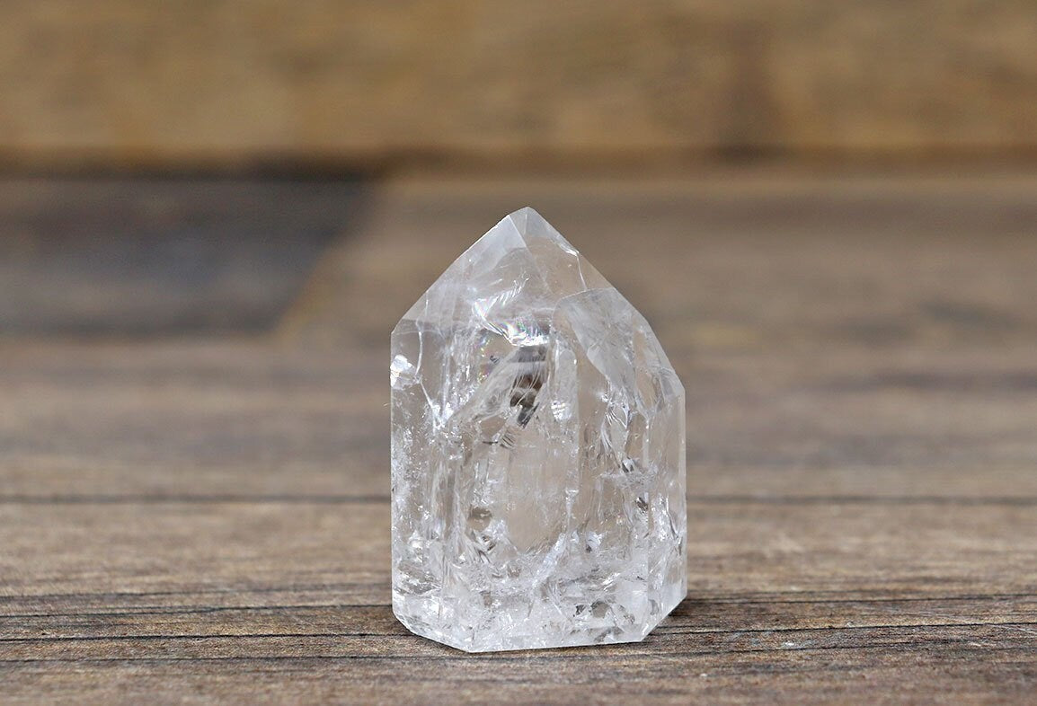 Fire and Ice Cracked Quartz Healing Crystal Point, Great for Visual Meditation