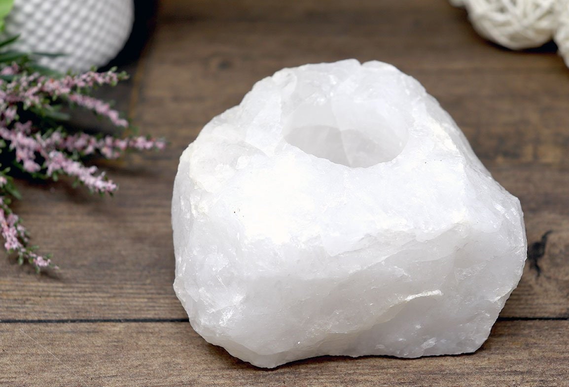 Quartz Candle holder Home Decor Piece | Uplifting Crystal for Healing Intentions