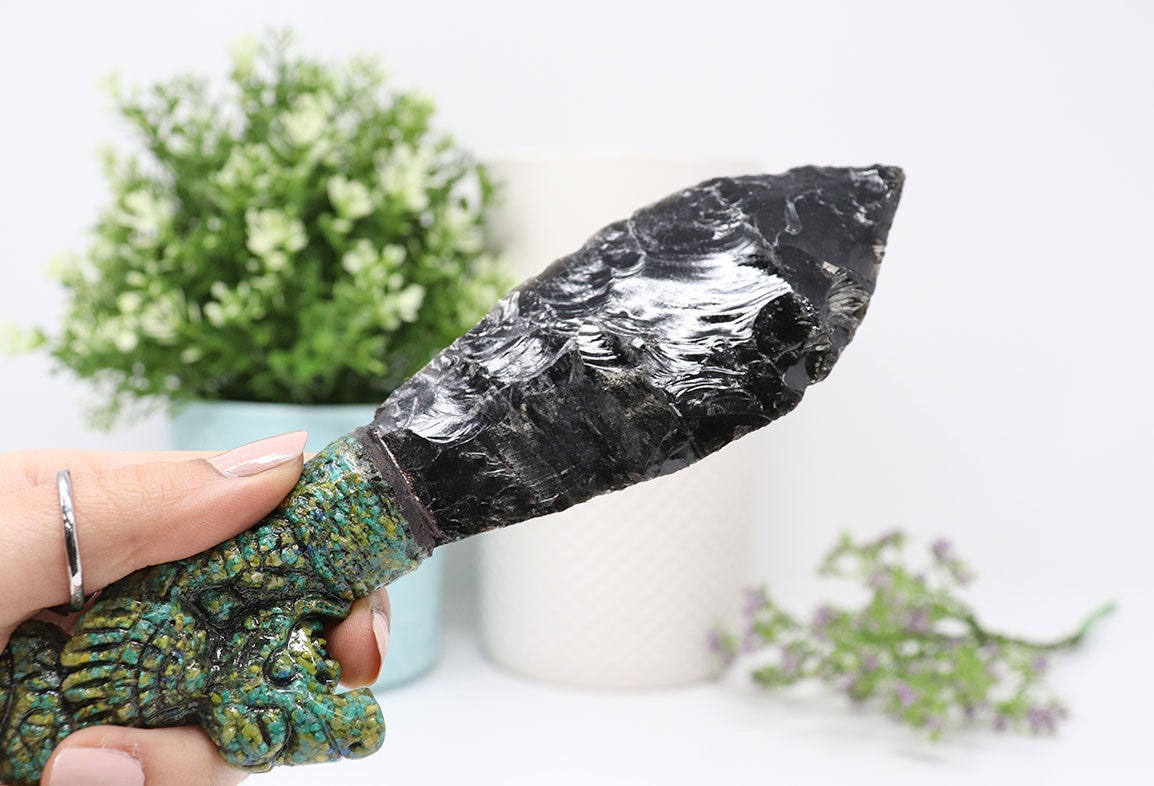 Black Obsidian Knife | Black Obsidian Protecting Gemstone | Black Obsidian Crystal