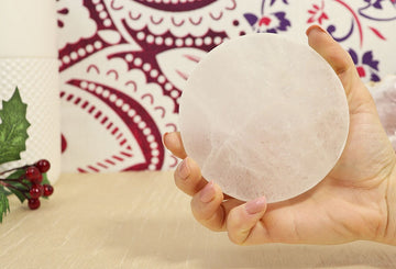 Selenite Round Charging Plate for Charging, Cleansing, Crown Chakra - Selenite Plate