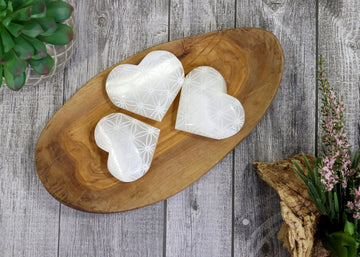 Selenite Heart Flower of Life for Valentine Gift