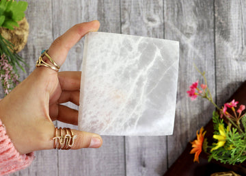 Selenite Square Charging Plate for Charging, Cleansing, Crown Chakra