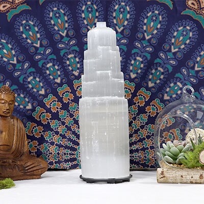 Selenite Lamp | Natural Selenite Crystal Lamp | Home Decor from Morocco