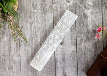 7-8 inches Selenite Engraved Charging Plate, Stick, Bar, Flower of Life Symbols for Clearing, Cleansing