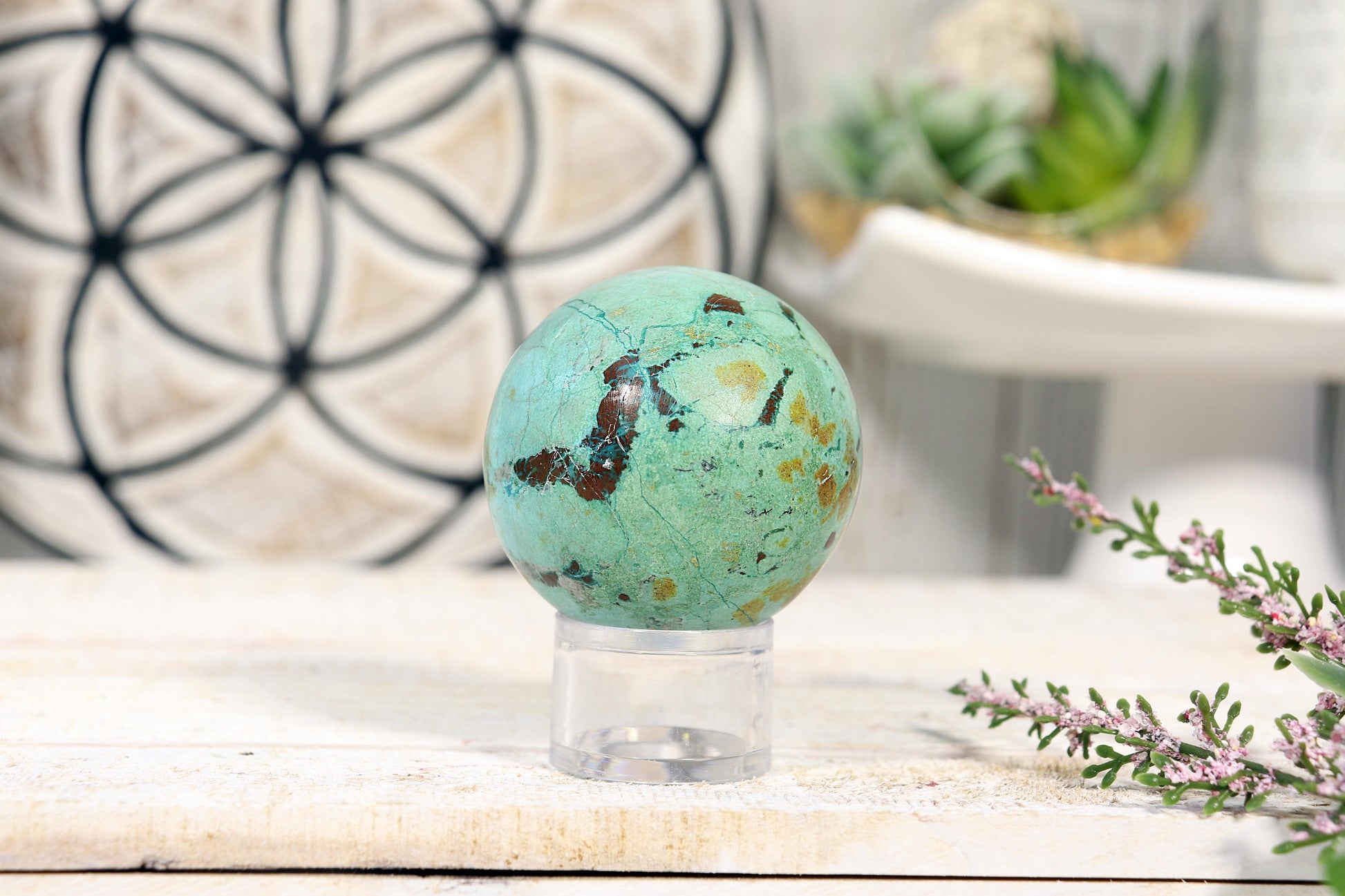 Grade A Chrysocolla Sphere, Turquoise Color, Throat Chakra, The stone of Wisdom