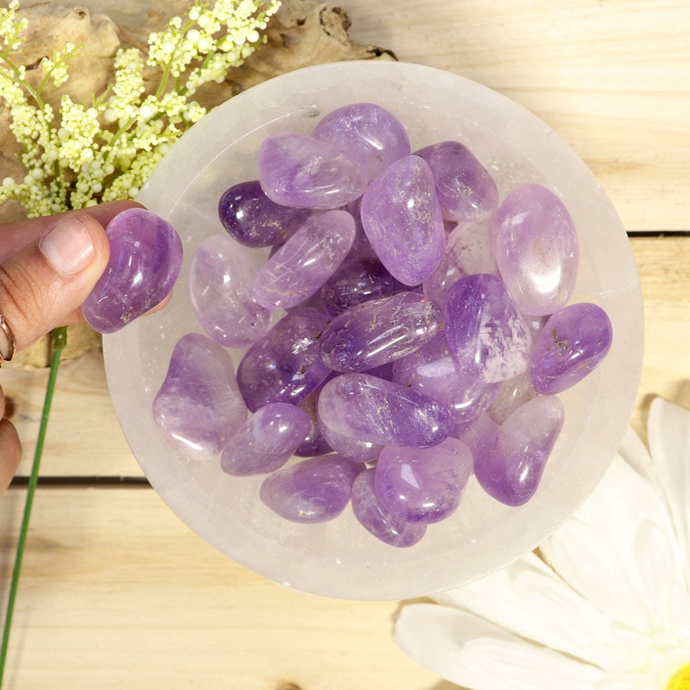 Wholesale Lot of Amethyst Tumbled Stones, Natural Polished Gemstone, Jewelry, Gift for Her, DIY, Ethically Sourced