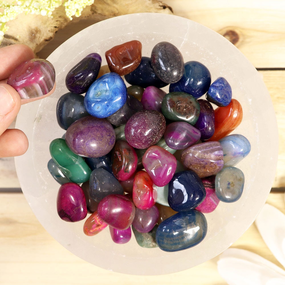 Brazilian Agate Mix Tumbled Stones for Crystal Healing, Meditation, Energy Healing, Décor, Chakra Cleansing and Massage.