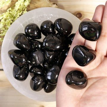 Jet Tumble Stones, Natural Polished Gemstone, Jewelry, DIY, Ethically Sourced