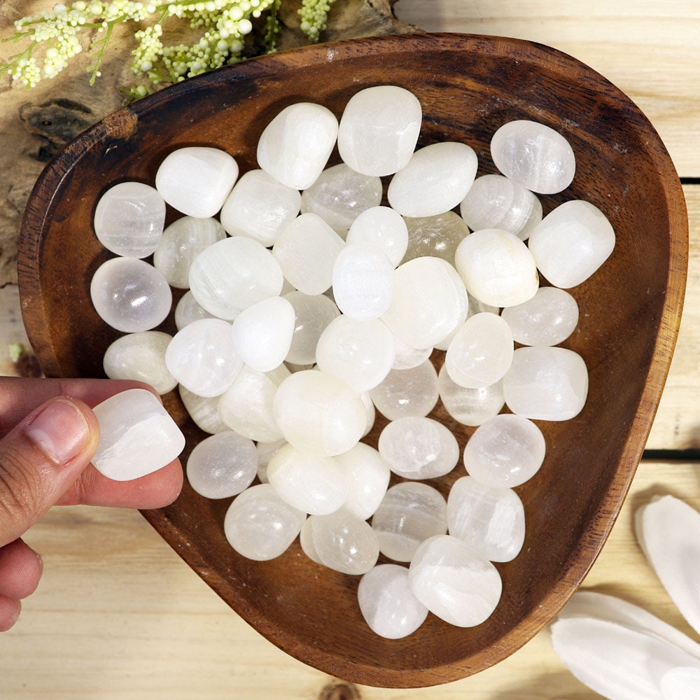 Wholesale Lot of White Calcite Tumble Stones, Natural Polished Gemstone, Jewelry, DIY, Ethically Sourced