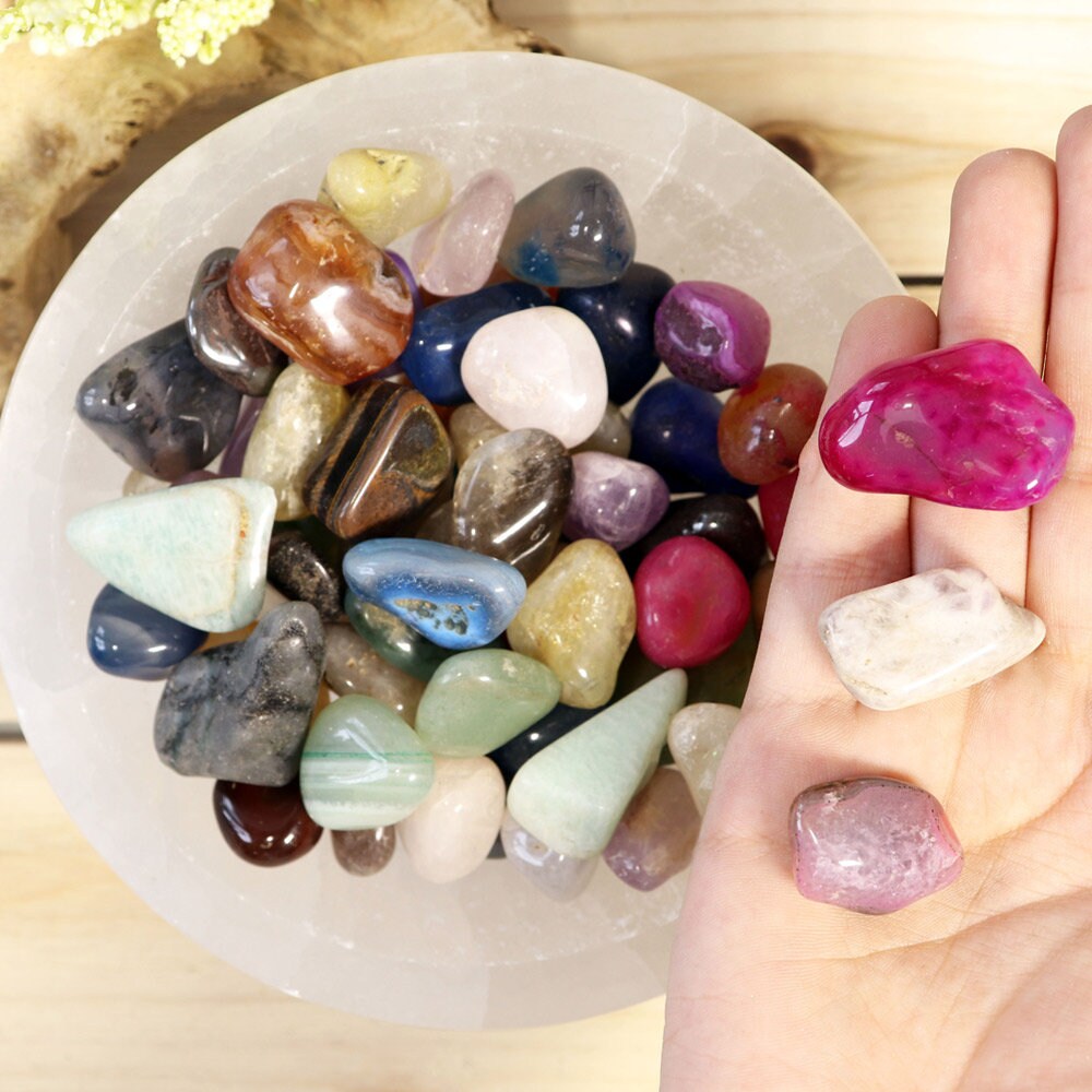 Natural Premium Assorted Tumbled Stones, Bulk Wholesale, Chakra, Mediation, Healing Crystals - Medium Size Crystal Mix