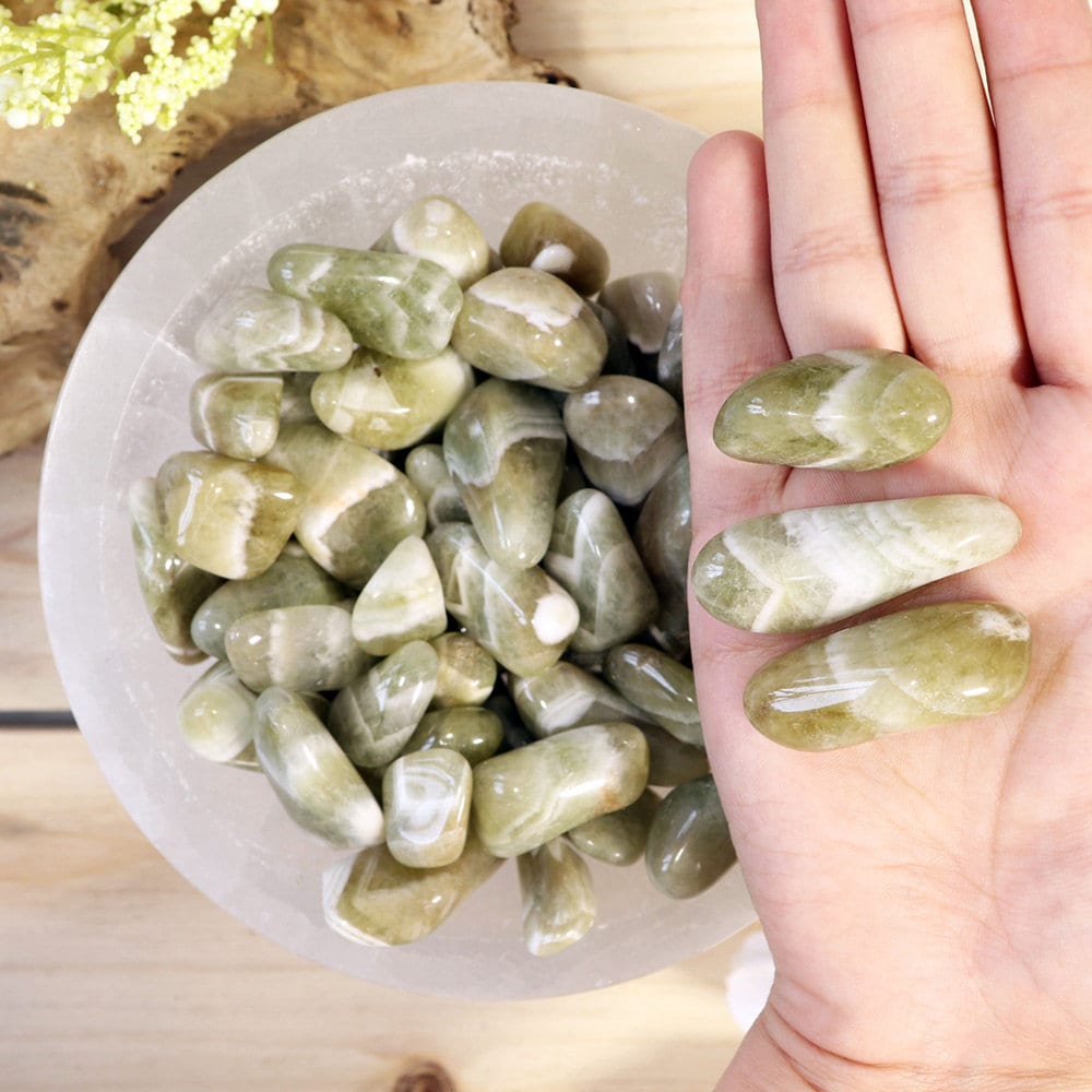 Green Amethyst Tumbled Stones | Prasiolite Crystal