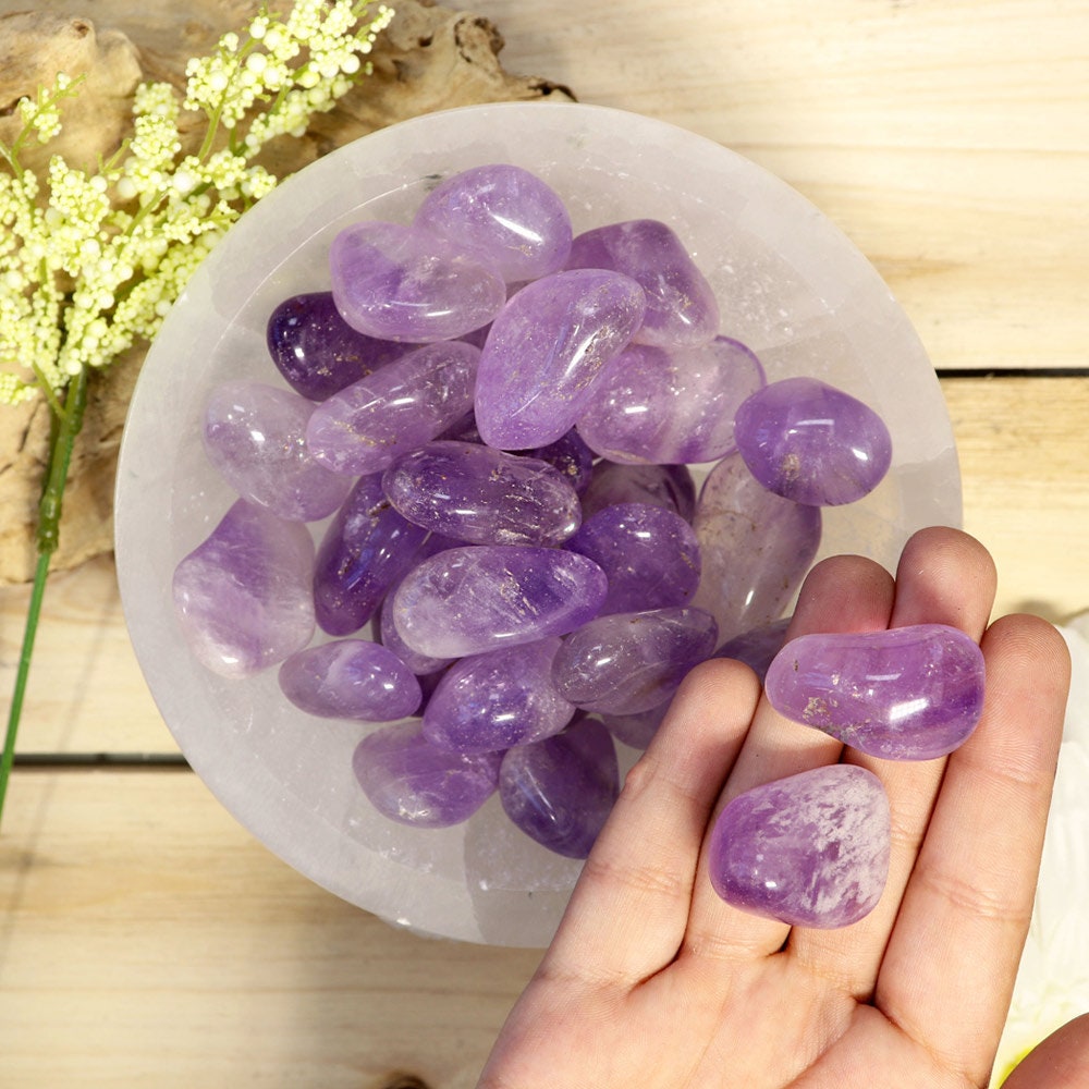 Wholesale Lot of Amethyst Tumbled Stones, Natural Polished Gemstone, Jewelry, Gift for Her, DIY, Ethically Sourced