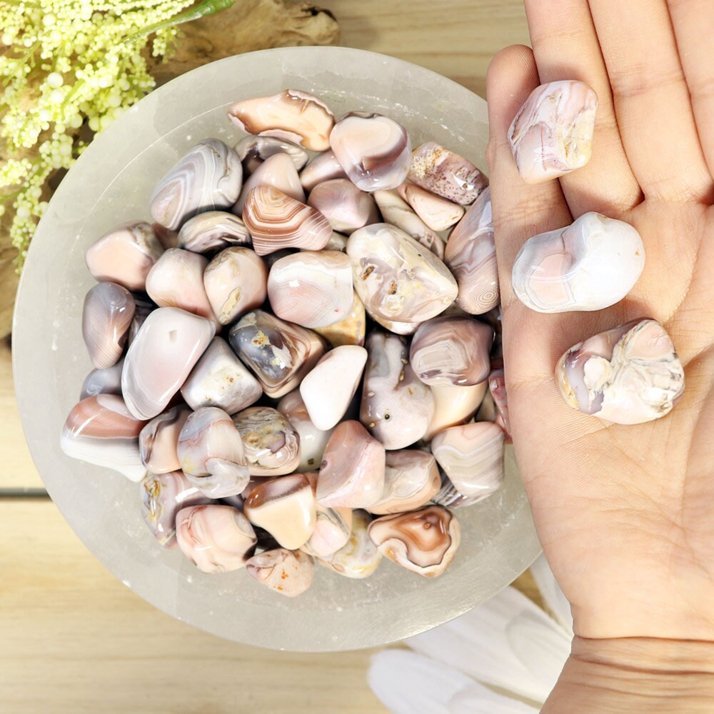Wholesale Lot of Pink Agate Tumbled Stones, Natural Polished Gemstone, Jewelry, Gift for Her, DIY, Ethically Sourced