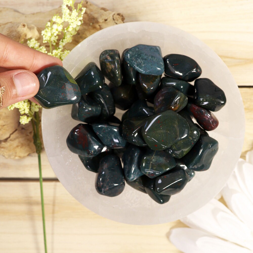 Wholesale Lot of Blood Stone Tumbled Stones, Natural Polished Gemstone, Jewelry, DIY, Ethically Sourced