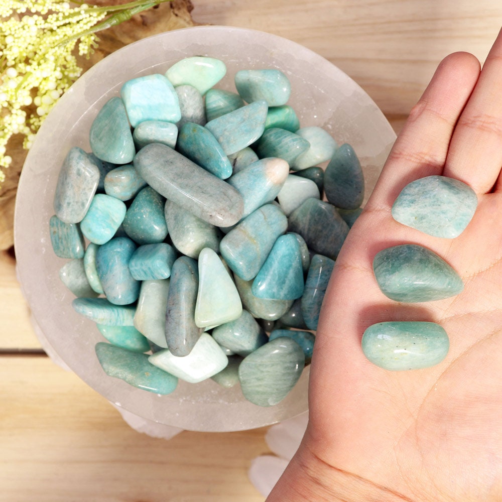 Wholesale Lot of Amazonite Tumbled Stones, Natural Polished Gemstone, Jewelry, Gift for Her, DIY, Ethically Sourced