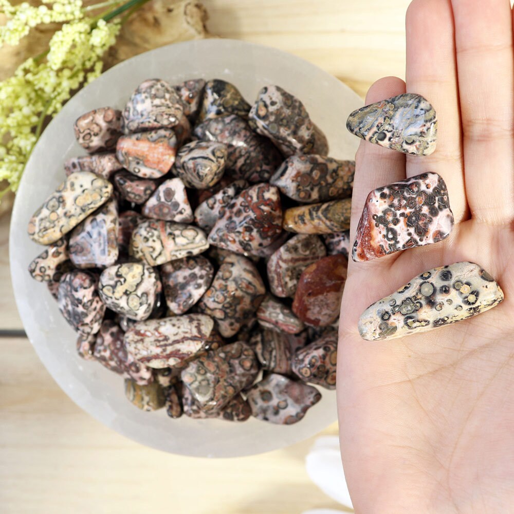 Wholesale Lot of Leopard Skin Tumble Stones, Natural Polished Gemstone, Jewelry, DIY, Ethically Sourced
