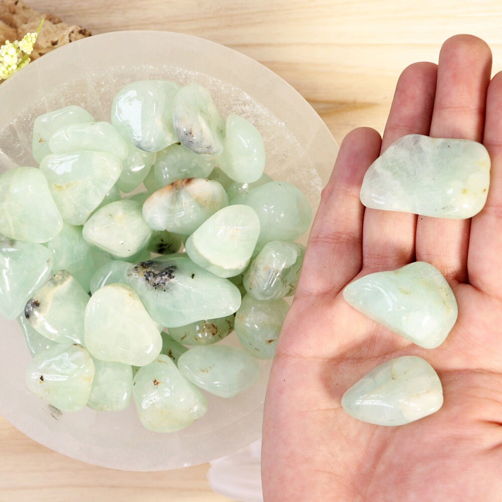 Wholesale Lot of Prehnite Tumble Stones, Natural Polished Gemstone, Jewelry, DIY, Ethically Sourced
