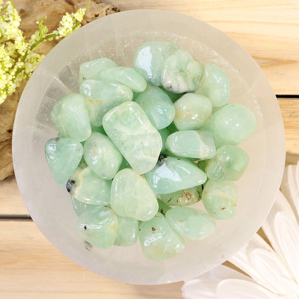 Wholesale Lot of Prehnite Tumble Stones, Natural Polished Gemstone, Jewelry, DIY, Ethically Sourced