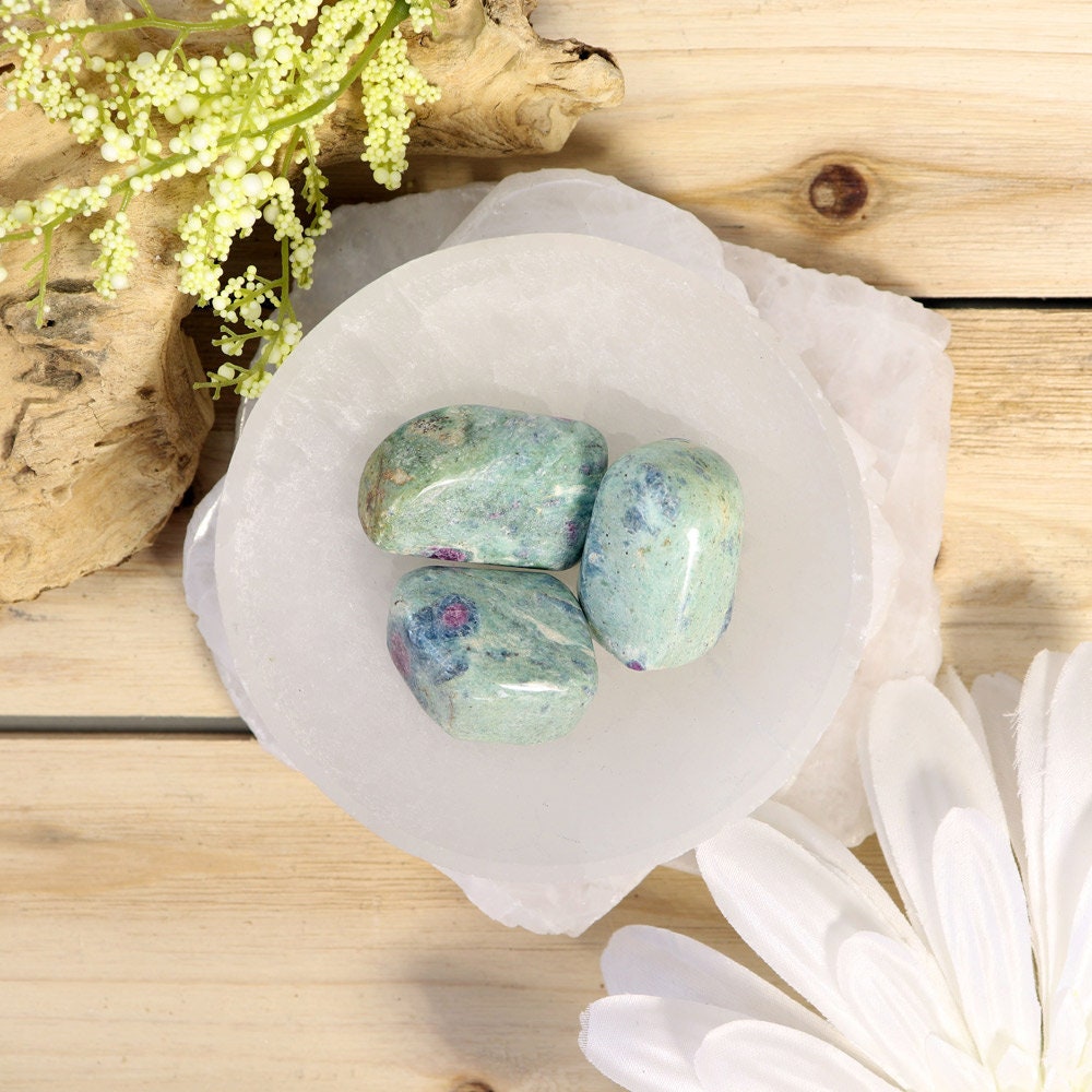 Ruby Fuchsite Tumble Stones, Natural Polished Gemstone, Jewelry, DIY, Ethically Sourced