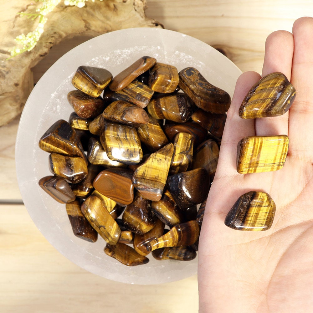 Wholesale Lot of Tigers Eye Tumble Stones, Natural Polished Gemstone, Jewelry, DIY, Ethically Sourced