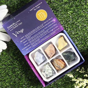 Virgo Zodiac Crystal Kit, Crystal Set for Birthday, Horoscope, Astrology. 6 Birthstones in a Gift Box, Crystal Bundles