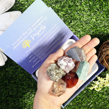 Prosperity Crystal Kit, Crystal Set for Birthday, Anniversary, Housewarming. 6 Intention stones in a Gift Box, Crystal Bundles, Gift Set