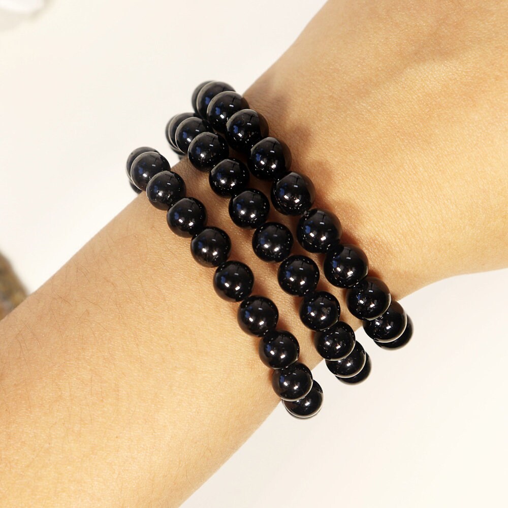 Black Tourmaline Bracelet | Black Tourmaline Jewelry | Gemstone Beaded Bracelet
