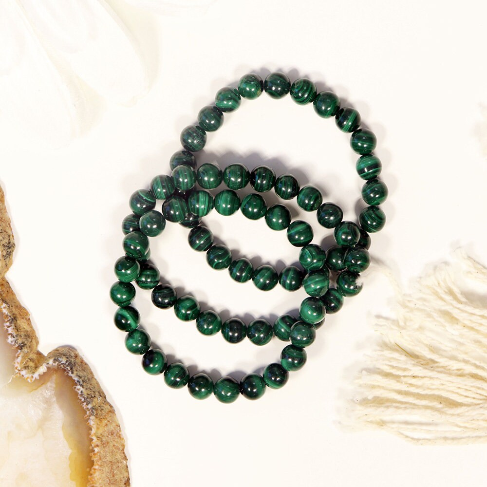 Malachite Bracelet | Malachite Jewelry | Gemstone Beaded Bracelet