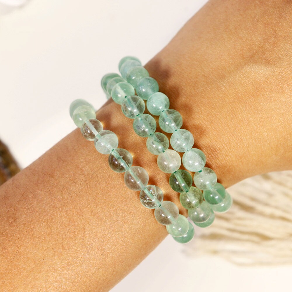 Green Fluorite Bracelet | Green Fluorite Jewelry | Gemstone Beaded Bracelet