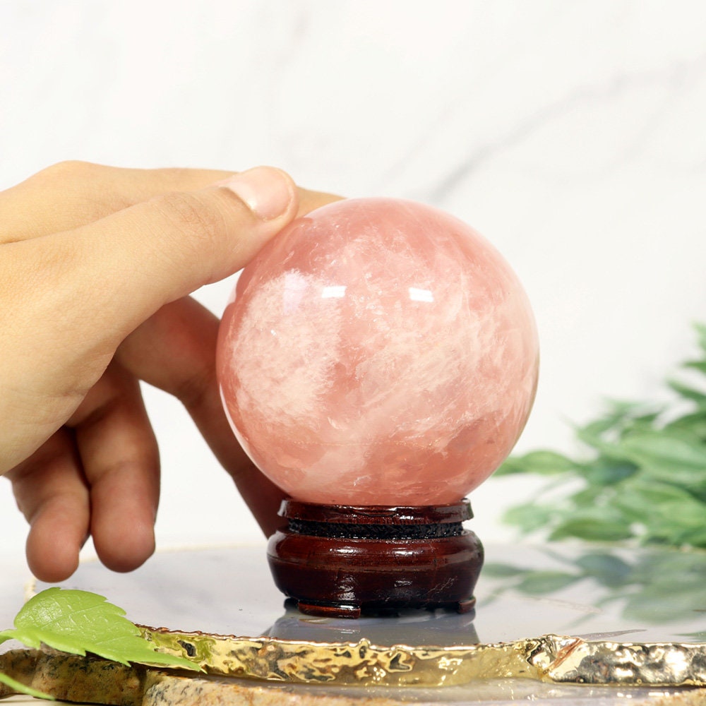 Rose Quartz Sphere XL with stand, Unconditional Love, Perfect Valentine Gift, Heart Chakra, Crystal Ball
