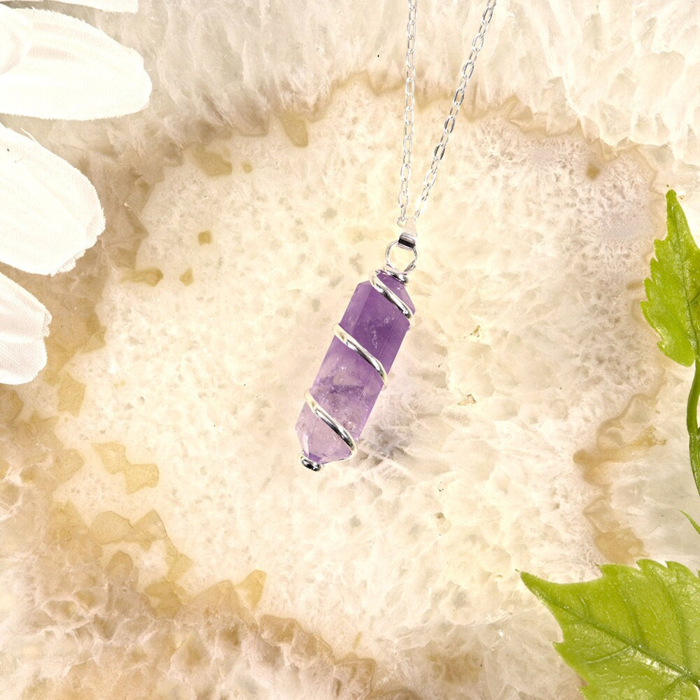 Amethyst Necklace | Crystal Pendant Necklace | Beautiful Gift For Her | Crystal Point Necklace | Purple Gemstone Jewelry