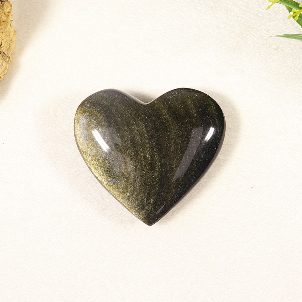 Golden Sheen Obsidian Heart | Golden Sheen Obsidian Gemstone | Golden Sheen Obsidian Gift of Affection