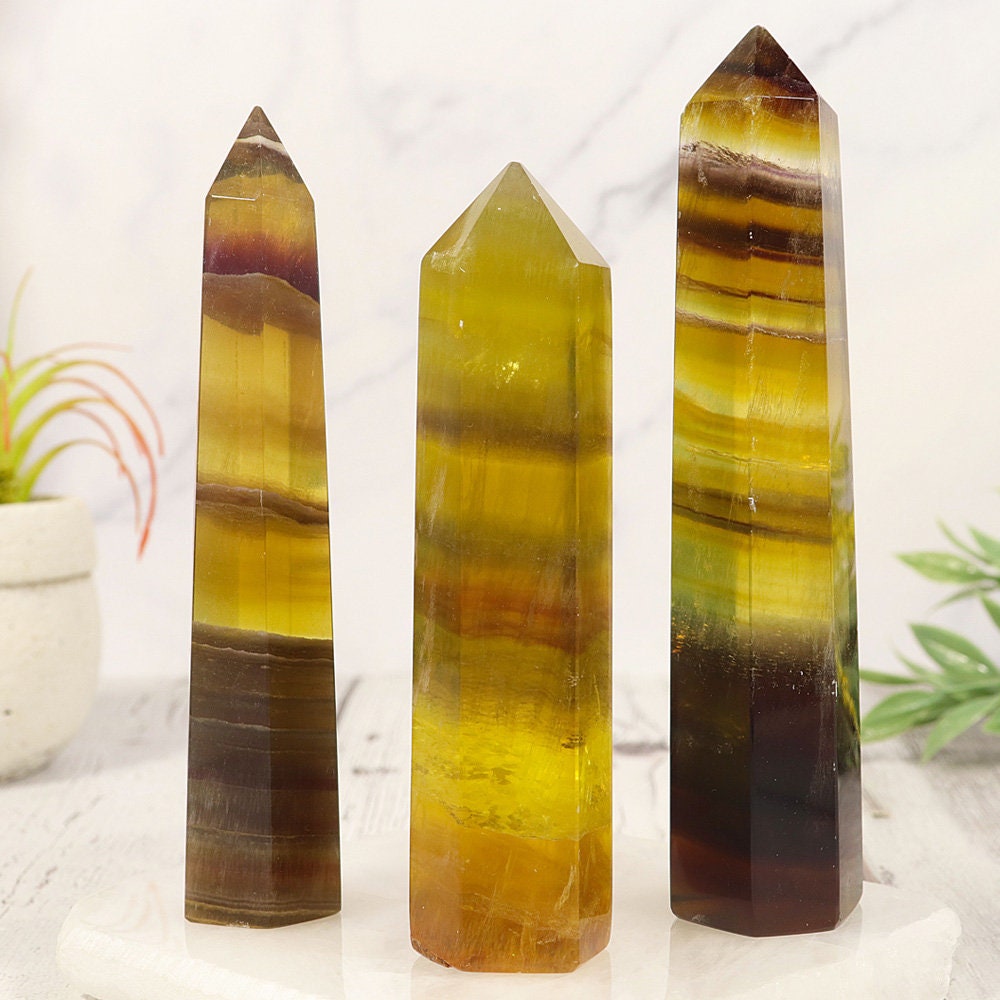 Fluorite Point with Smoky Stripe | Fluorite Crystal for Grounding | Flourite Tower