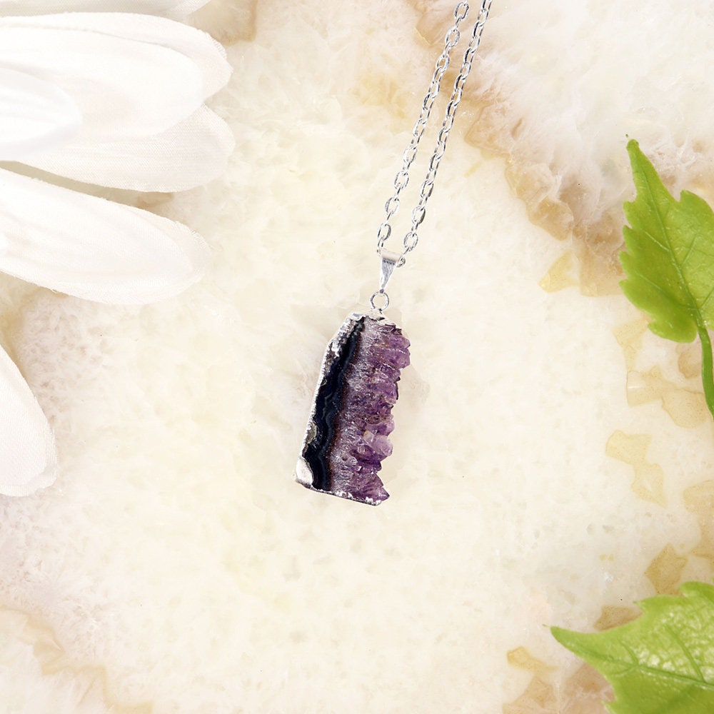Amethyst Geode Necklace | Birthstone Gift For Her | Purple Gemstone Necklace