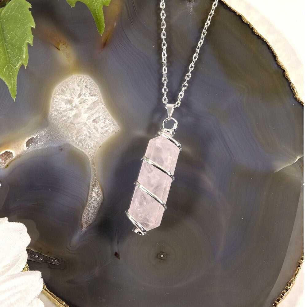 Rose Quartz Pendant | Natural Crystal Jewelry | Necklace for Her