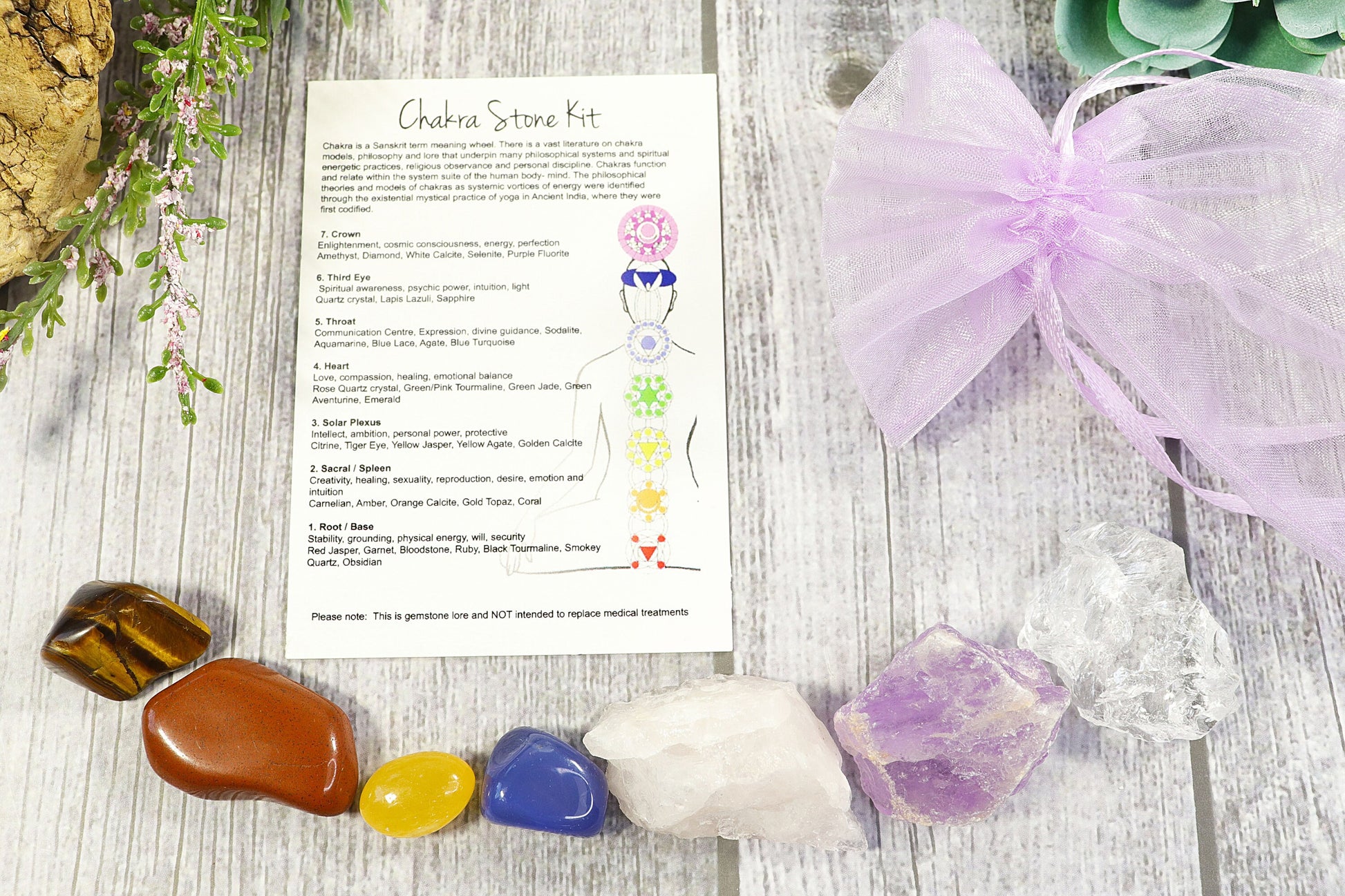 Natural & Tumbled Stones for Chakra Healing, Beginner Crystal Chakra Kit, Cleansing Gemstones