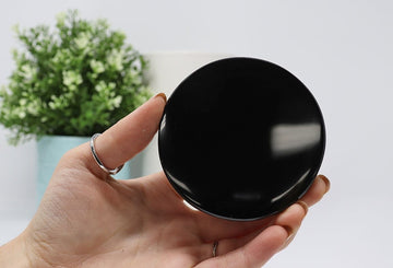 Black Obsidian Mirror | Black Obsidian Crystal Mirror | Black Obsidian Mirror for Powered Intentions