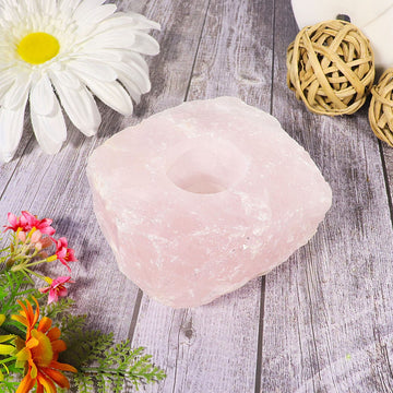 Rose Quartz Candle Holder | Natural Crystal Home Decor