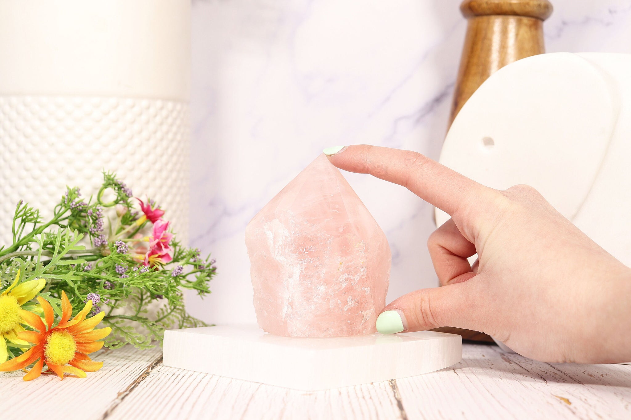 Rose Quartz Point Base Cut | | Natural Crystal Home Decor | Meditate with Devoted Intentions