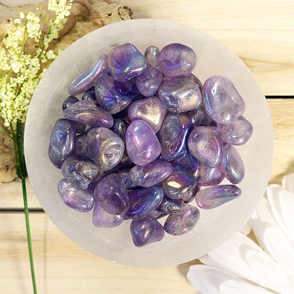 Wholesale Lot of Angel Aura Amethyst Tumble Stones, Natural Polished Gemstone, Jewelry, DIY, Ethically Sourced