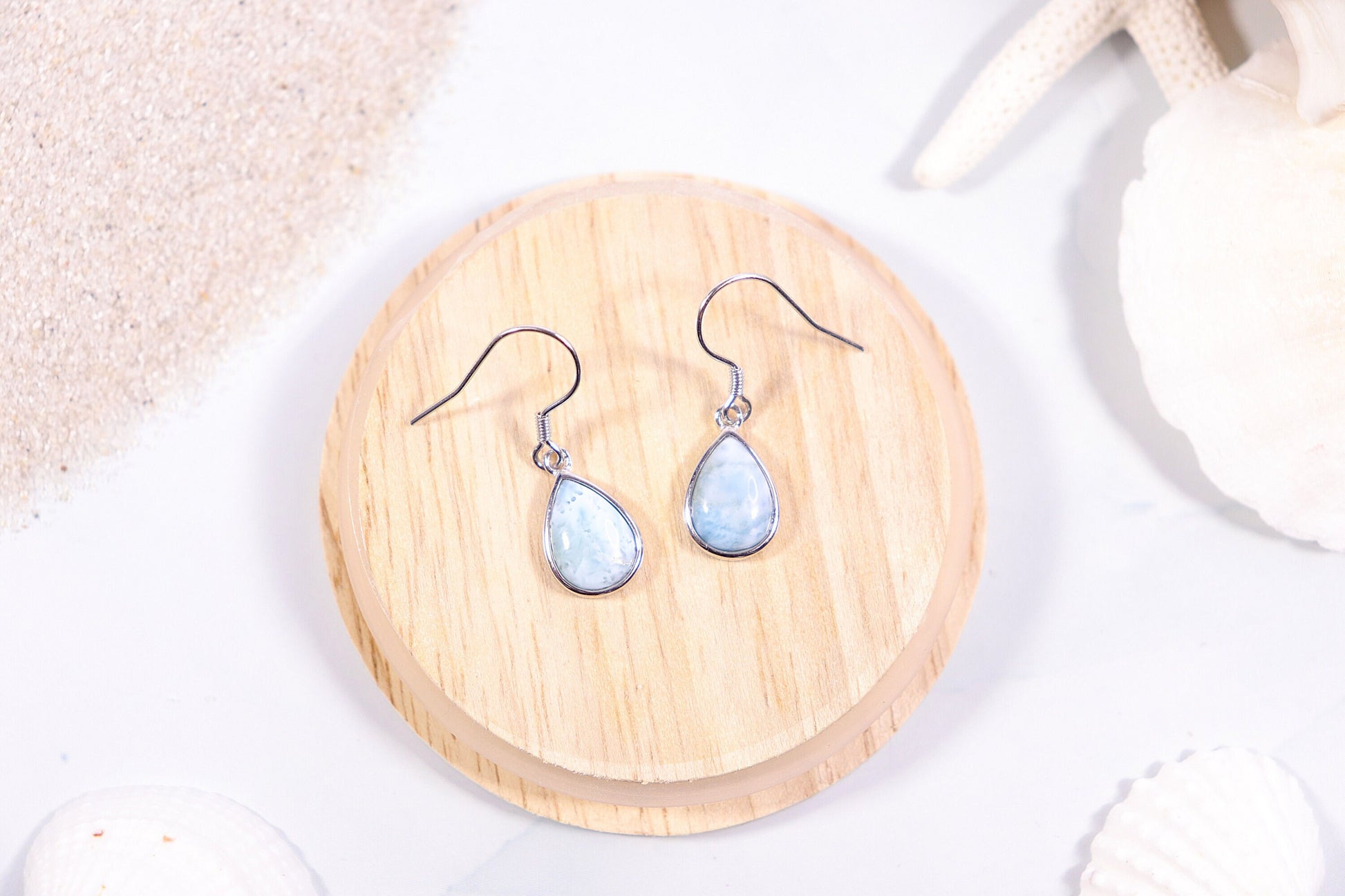 Natural Larimar Earrings, Tear Drop Earrings, Sterling Silver, Small Earrings, Handmade Jewelry