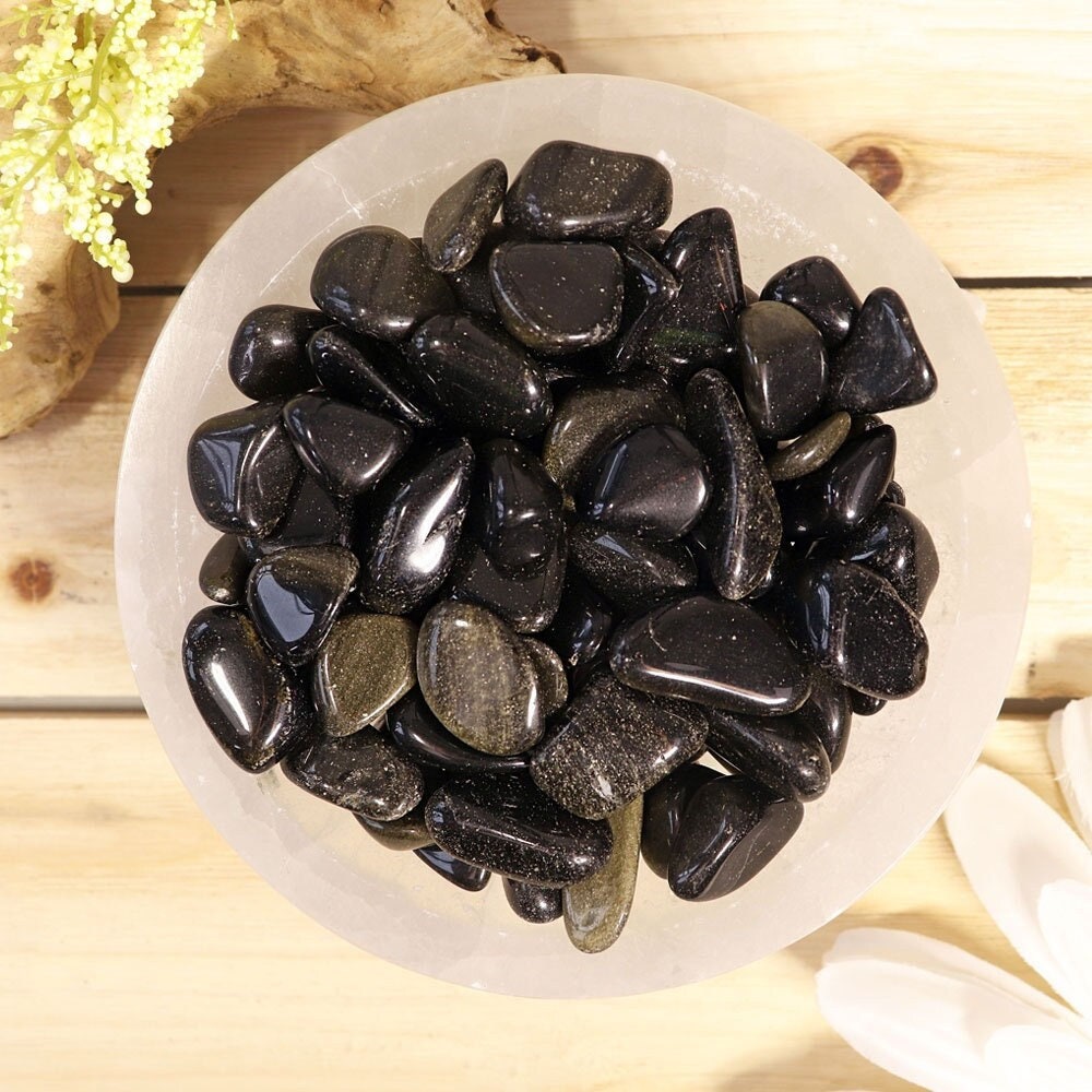 Wholesale Lot of Golden Sheen Obsidian Tumble Stones, Natural Polished Gemstone, Jewelry, DIY, Ethically Sourced