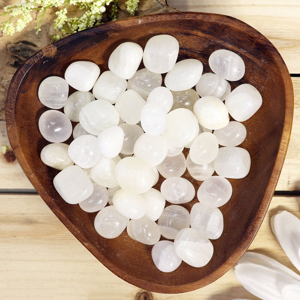 Wholesale Lot of White Calcite Tumble Stones, Natural Polished Gemstone, Jewelry, DIY, Ethically Sourced