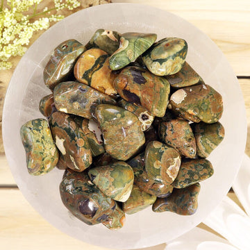 Rhyolite Rainforest Tumble Stones, Natural Polished Gemstone, Jewelry, DIY, Ethically Sourced