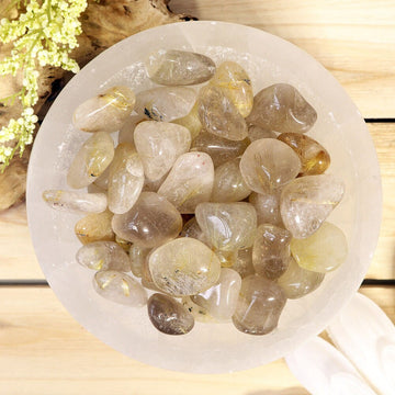 Rutilated Quartz Tumble Stones, Natural Polished Gemstone, Jewelry, DIY, Ethically Sourced