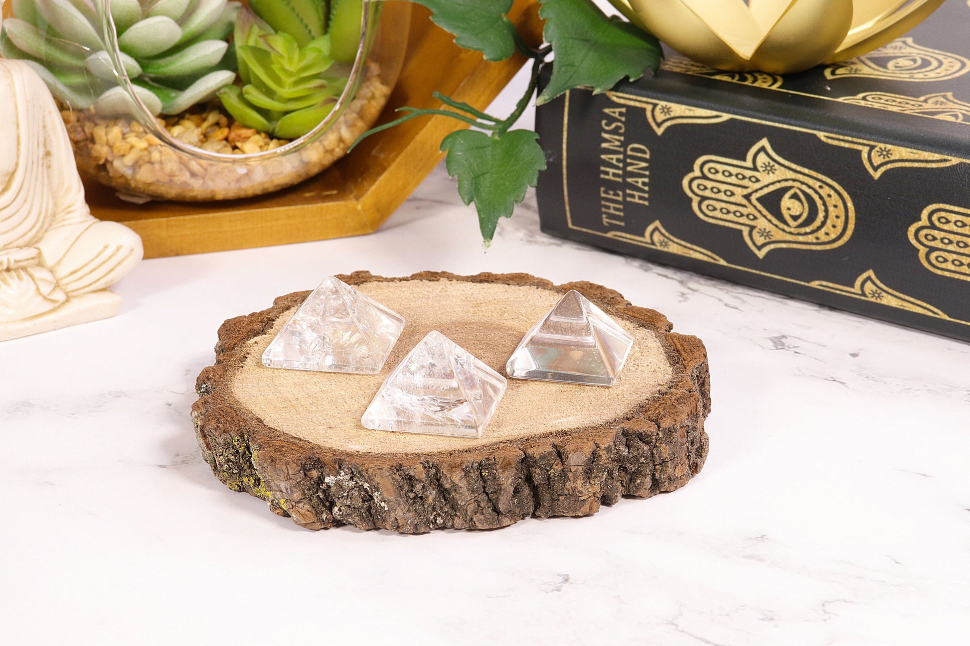 5 Pieces of Clear Quartz Mini Healing Crystal Pyramids