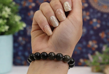 Polished Golden Sheen Obsidian Bracelet, Protection & Confidence Crystal, Gemstone Bracelet - SOLD PER PIECE